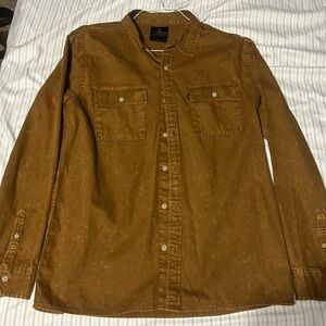 Junk Food Clothing Tan Casual Button Down Shirt Flannel